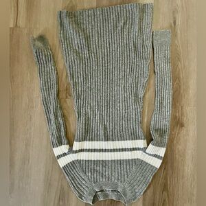 Gray and White Ribbed Sweater Dress